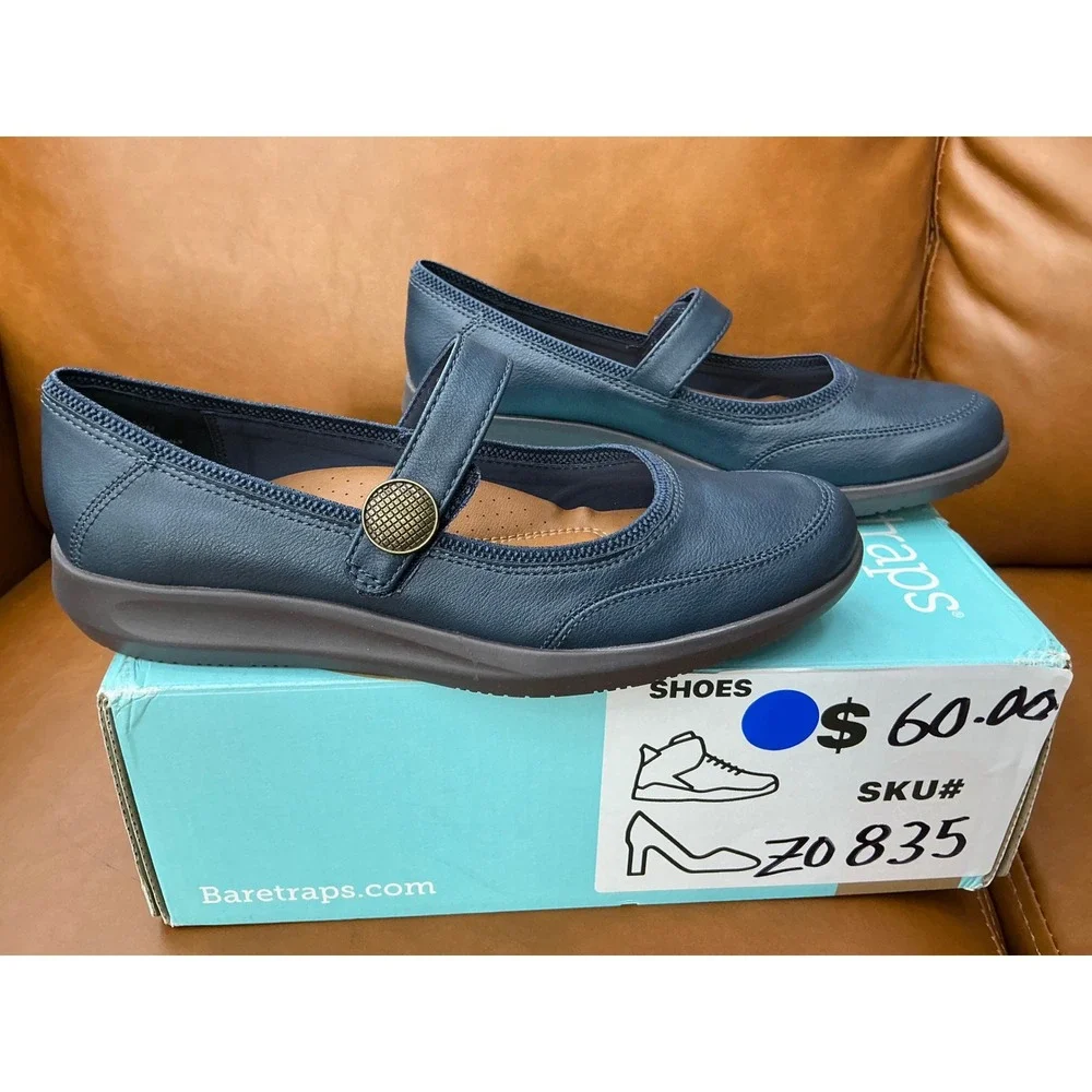 Baretraps Joesie Mary Jane Shoes Womens 7.5 Denim Blue Comfort Flats